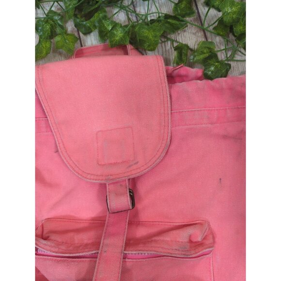 Baggu NEON PINK Coral Canvas Drawstring Foldover Rucksack Backpack - Picture 4 of 8